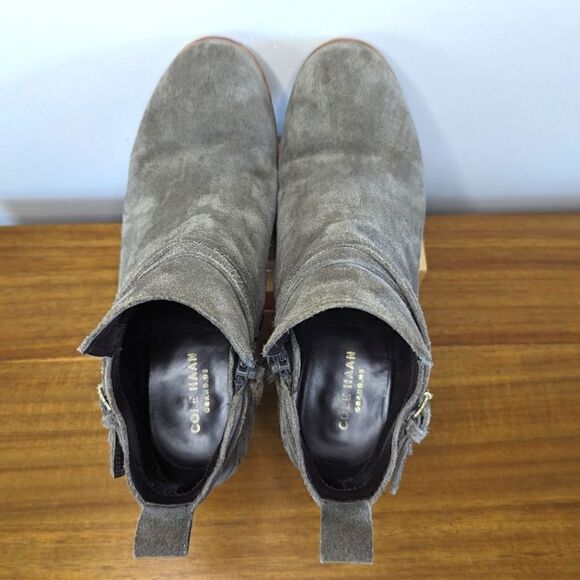 Cole Haan Taupe Brown Suede Bootie Neutral Classic Academia Minimalist 7½ - Picture 5 of 14